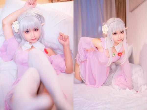 [Cosplay] Chun Momo 蠢沫沫 – Emilia’s pajamas 艾米莉亚的睡衣 (Re:Zero)