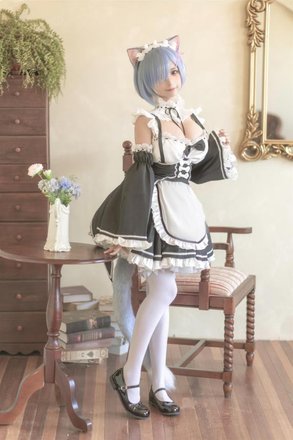 Cosplay 蠢沫沫 猫耳雷姆 [33P]